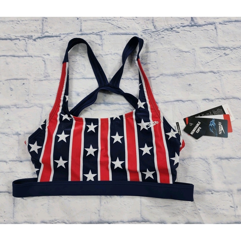 Speedo Swimsuit Top WOMENS SIZE XL Endurance Lite American Stars & Stripes